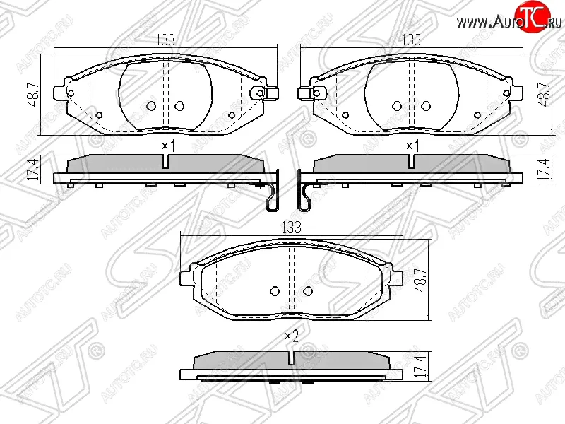 Колодки тормозные SAT (передние) Chevrolet Spark M300 (2010-2015) дорестайлинг-0