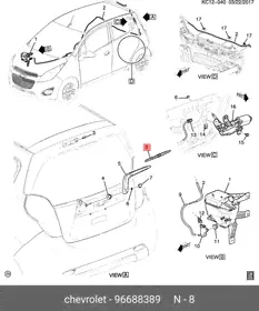 96688389, Щетка стеклоочистителя 300мм задняя каркасная CHEVROLET SPARK (M300) 2010-2018