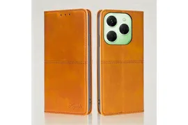 Чехол-книжка противоударный MyPads для Tecno Spark 20 Pro, желтый