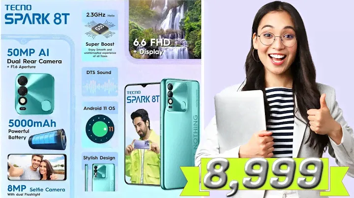 Tecno Spark 8T (Atlantic Blue,7GB Expandable RAM, 64GB Storage)| 50MP AI Camera |  | 5000mAh